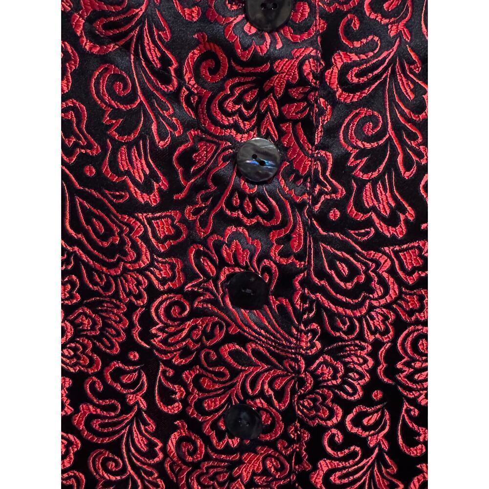 Chico's Additions Red Black Design Textured Button Up Jacket Sz 3 (XL) - Picture 3 of 8